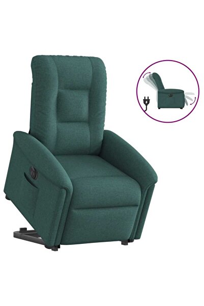 vidaxl Fotoliu electric rabatabil cu ridicare, verde închis, textil