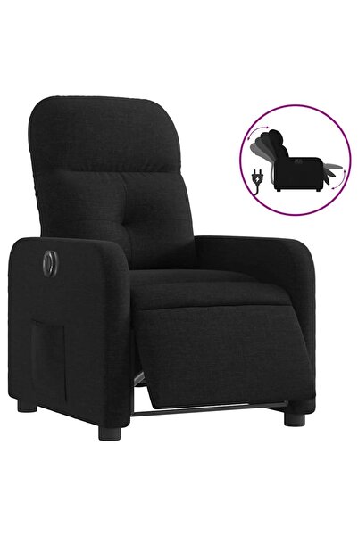 vidaxl Fotoliu rabatabil electric, negru, material textil