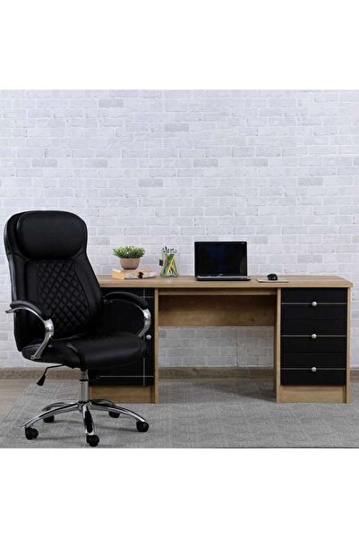PAN HOME Moravia Office Desk With Pedestal -natural Black