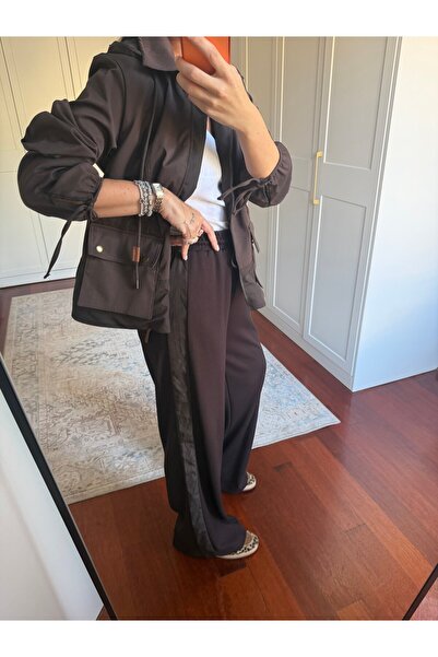 begum mayda Orijinal Model , Arkası Büzgülü , Modal Mix , Acıkahve Takım