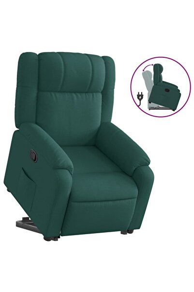 vidaxl Fotoliu rabatabil ridicare pe verticală, verde închis, textil