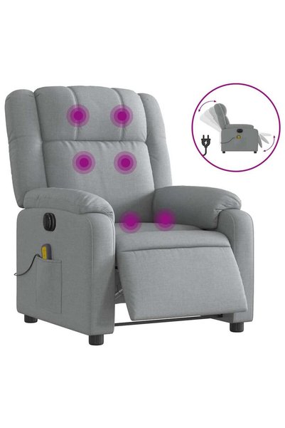 vidaxl Fotoliu electric de masaj rabatabil, gri deschis, microfibră