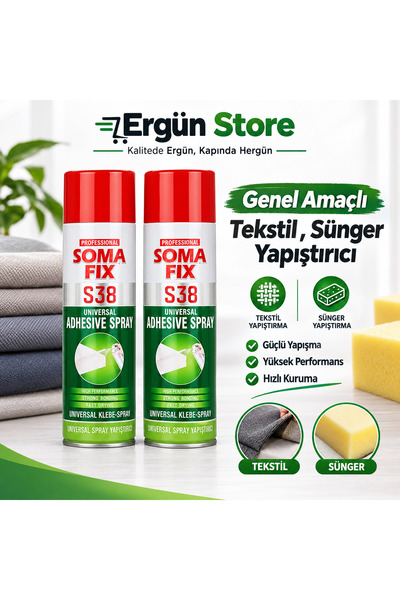 Ergün Store 500 ml Genel Amaçlı Tekstil Sünger Yapıştırıcı Sprey S38 ( 2 Adet )