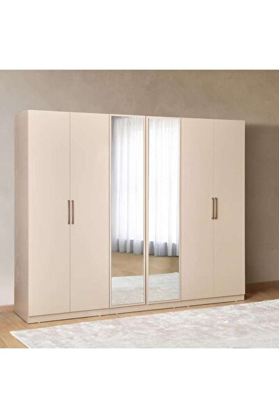PAN HOME Amelia 6 Door Wardrobe With Mirror - Grey