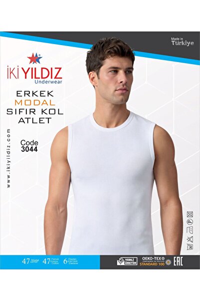 İki Yıldız Men's Modal Zero Sleeve Undershirt 3044 3-Pack