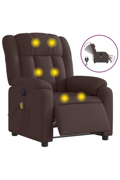 vidaxl Fotoliu electric de masaj rabatabil, maro închis, textil