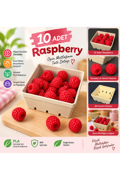 LionCraftCo Montessori Ahududu Oyun Seti – 10 Adet Raspberry ve Sunum Kutusu ...