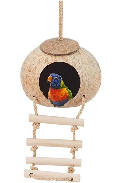Bukela Hanging Bird House, Pet Bird Supplies, Natural Coconut Fiber Shell Bir...