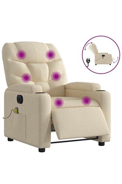 vidaxl Fotoliu electric de masaj rabatabil, crem, textil