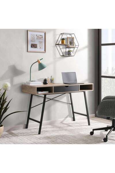 PAN HOME Temara Writing Desk With Shelves - Natural Black