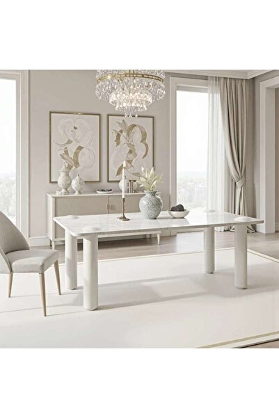 PAN HOME Ayser 6 Seater Dining Table Marble - Natural