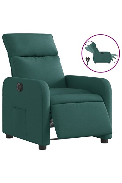 vidaxl Fotoliu rabatabil electric, verde închis, material textil