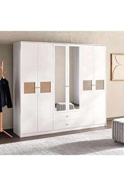 PAN HOME Fusion 6 Door Wardrobe - White
