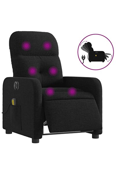 vidaxl Fotoliu electric de masaj rabatabil, negru, textil