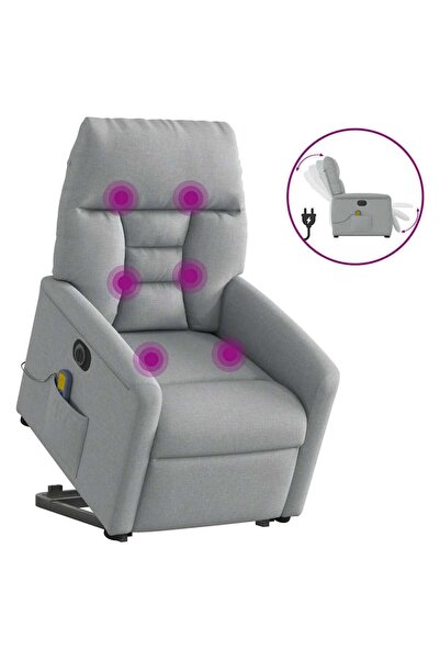 vidaxl Fotoliu electric masaj rabatabil cu ridicare, gri închis textil