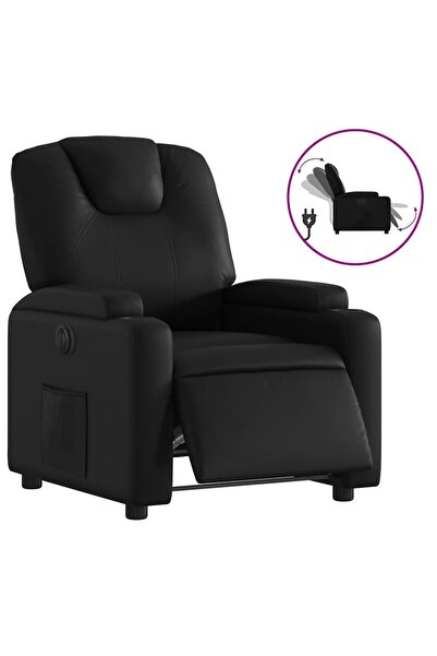 vidaxl Fotoliu rabatabil electric, negru, piele ecologică