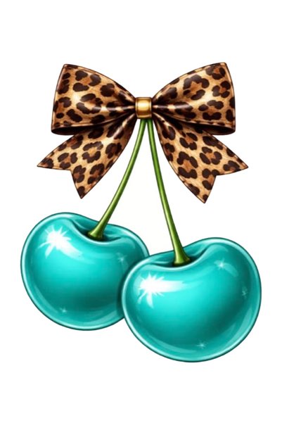 MegaSticker Baby Blue Cherry Bow Sticker Car, Motorcycle, Helmet, Laptop, Gla...