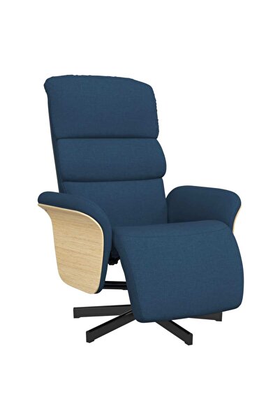 vidaxl Fotoliu rabatabil cu suport de picioare, albastru, textil