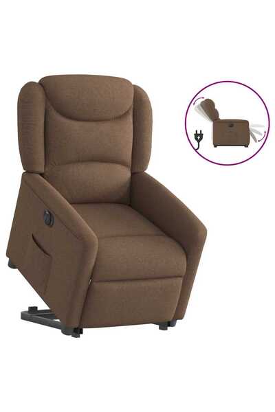 vidaxl Fotoliu electric rabatabil cu ridicare, maro, textil