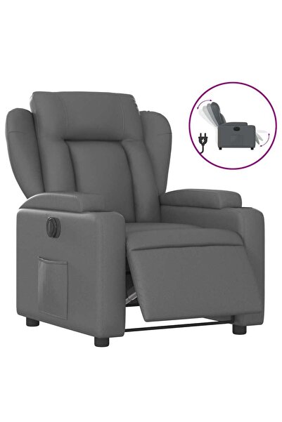 vidaxl Fotoliu rabatabil electric, gri, piele ecologică