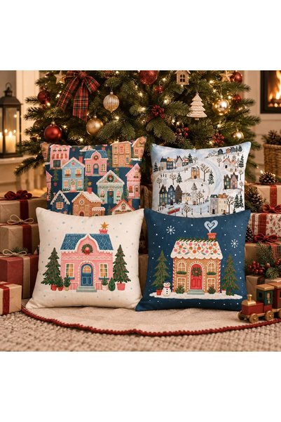 EVSEHOMES Christmas Themed, Suede Fabric, 4-Piece Combination Throw Pillow Co...