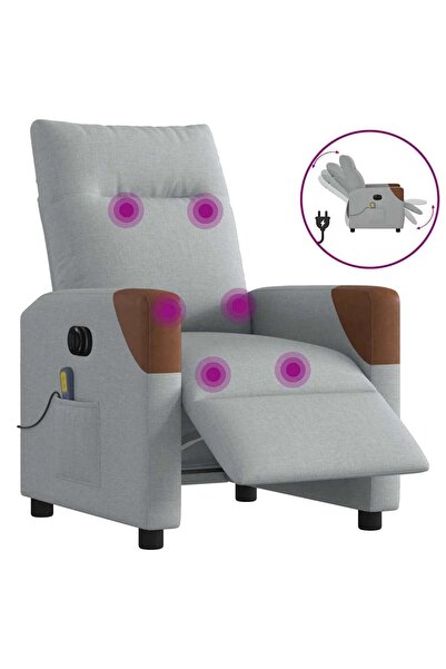 vidaxl Fotoliu electric de masaj rabatabil, gri deschis, microfibră
