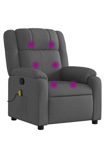 vidaxl Fotoliu reclinabil cu masaj, gri închis, material textil