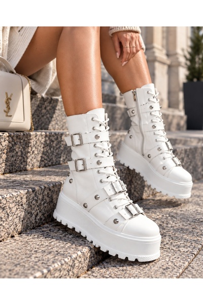 Tress Fashion Γυναικεία λευκά μποτάκια μοντέλο - I-Jamila Dot S White