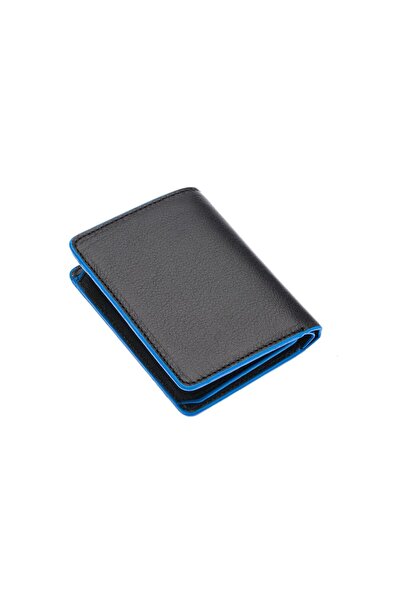 Westpolo Genuine Leather Unisex Black Blue Wallet Card Holder Sports Model