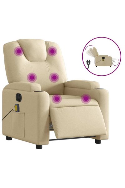 vidaxl Fotoliu electric de masaj rabatabil, crem, textil