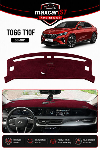 CYBERLİNE Togg T10F Elegance Serisi Uyumlu Torpido Koruma Örtüsü/Kılıfı Bordo