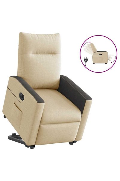 vidaxl Fotoliu electric rabatabil cu ridicare, crem, textil