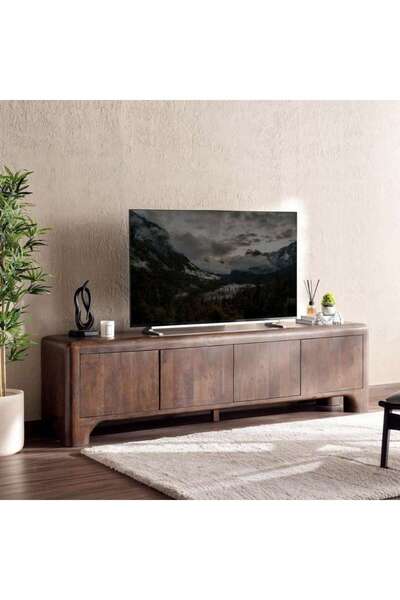 PAN HOME وحدة تلفزيون أوريغون حتى 80 بوصة - خشب الجوز