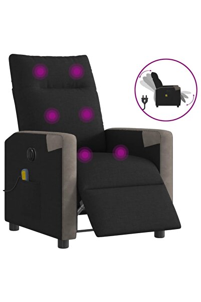 vidaxl Fotoliu electric de masaj rabatabil, negru, textil