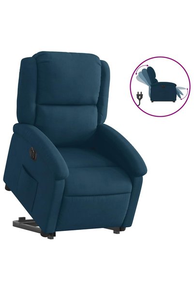 vidaxl Fotoliu electric rabatabil cu ridicare, albastru, catifea