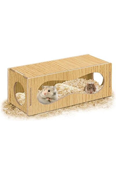 X SPRING Hamster Hideout Wooden House, Multi-Function Wooden Habitat for Expl...