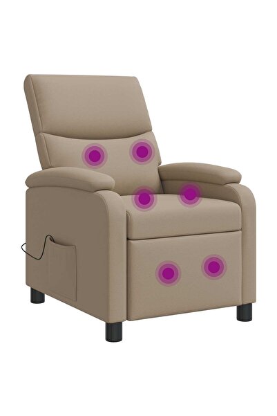 vidaxl Reclinabil cu masaj Cappuccino Piele artificială