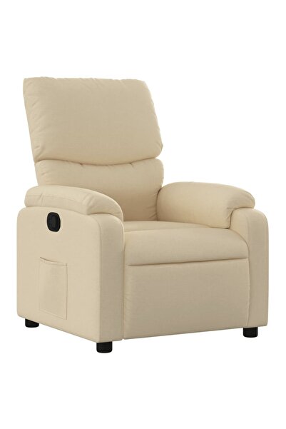 vidaxl Fotoliu rabatabil, material textil crem