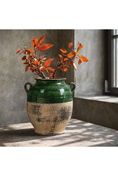 PAN HOME Tinaja Terracotta Tuscan Jar Vase 30.5x26x29cm - Green