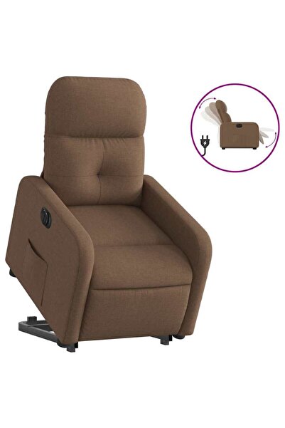 vidaxl Fotoliu electric rabatabil cu ridicare, maro, textil