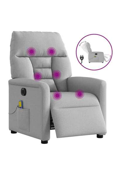 vidaxl Scaun reclinabil electric pentru masaj Cloud Grey Fabric
