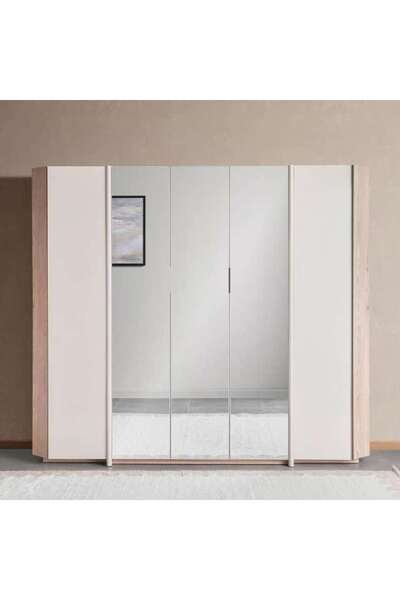 PAN HOME Paris 6 Door Wardrobe - Cream