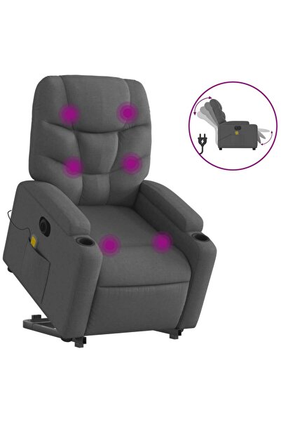 vidaxl Fotoliu electric masaj rabatabil cu ridicare, gri închis textil