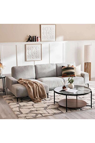 PAN HOME KAM CORNER SOFA SET - GREY