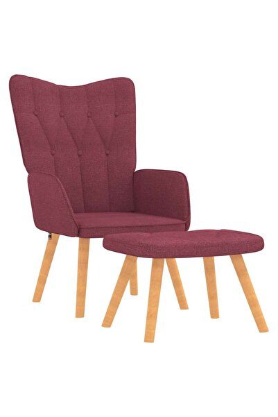 vidaxl Scaun de relaxare cu taburet, roșu vin, textil