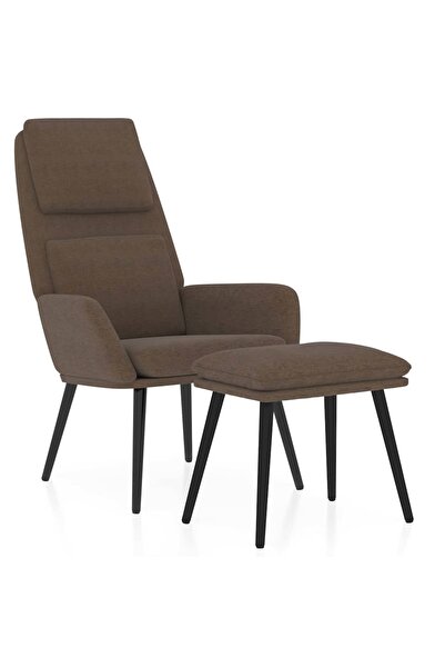 vidaxl Scaun de relaxare cu taburet, maro, textil