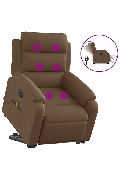 vidaxl Fotoliu electric de masaj rabatabil cu ridicare, maro, textil