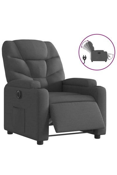 vidaxl Fotoliu rabatabil electric, gri închis, material textil