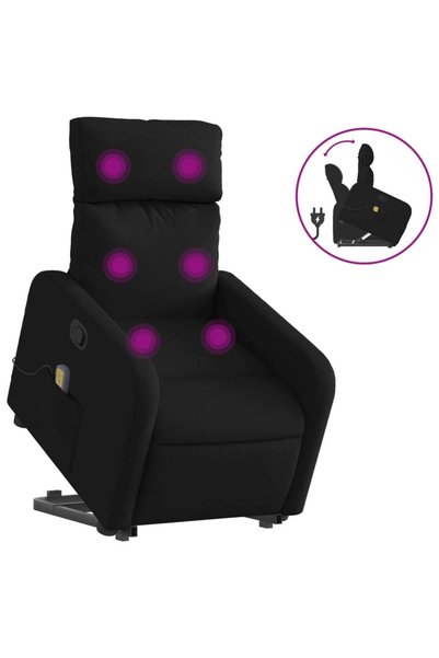 vidaxl Fotoliu rabatabil de masaj, cu ridicare, negru, material textil