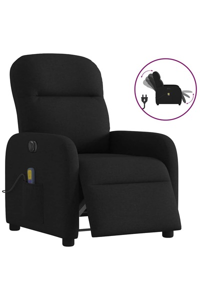 vidaxl Fotoliu electric de masaj rabatabil, negru, textil